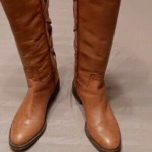 BCB Generation Boots Women 7.5B Janiss Knee High Riding Side Zip Tan Shoes